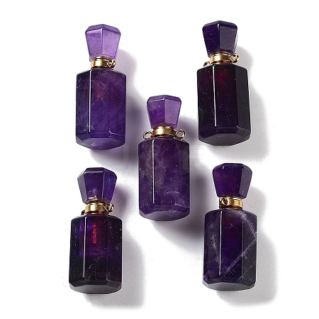 Natural Amethyst Perfume Bottle Pendants G-A026-16B-02-1