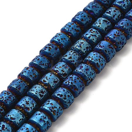 Electroplated Natural Lava Rock Beads Strands G-G984-06C-1