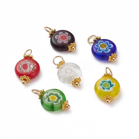 Handmade Millefiori Glass Pendants PALLOY-JF00576-1