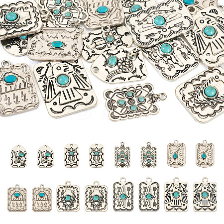 16Pcs 8 Styles Synthetic Turquoise Pendants FIND-TA0003-26-1