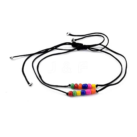 Adjustable Nylon Cord Braided Bead Bracelets BJEW-JB05390-1