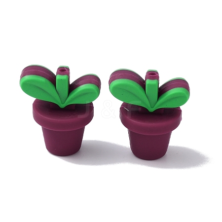 Leaf Pot Food Grade Eco-Friendly Silicone Beads SIL-WH0014-18I-1