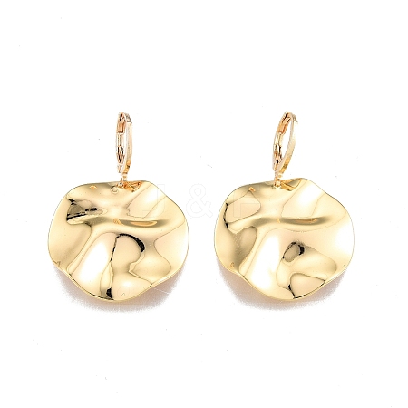 Brass Twist Flat Round Dangle Leverback Earrings for Women EJEW-N012-58-1