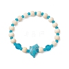 Synthetic Turquoise & Wood & Glass Beaded Stretch Bracelets for Women BJEW-JB11124-03-1