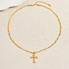 Elegant Brass Micro Pave Clear Cubic Zirconia Cross Pendant Necklaces for Daily Casual and Streetwear Wear CD4943-1