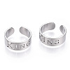 Non-Tarnish 304 Stainless Steel Word King Open Cuff Ring for Women RJEW-T027-09P-2