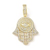 Brass Micro Pave Clear Cubic Zirconia Pendants KK-B141-04G-04-1