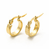 201 Stainless Steel Grooved Hoop Earrings with 304 Stainless Steel Pins for Women EJEW-M214-08D-G-2