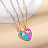 2Pcs Cute Alloy Enamel BFF Cat Heart Pendant Necklaces for Women FS-WG9A306-01-3