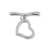 Brass Micro Pave Clear Cubic Zirconia Toggle Clasps KK-P234-79P-4