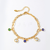 Elegant Double Layer Women's Brass Evil Eye Charms Anklets for Casual VI1748-1