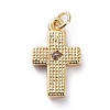 Cubic Zirconia Tiny Cross Charms KK-G363-03G-01-2