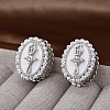 Oval with Ballerina Girl Brass Micro Pave Clear Cubic Zirconia Hoop Earrings for Women EJEW-Q391-36P-1