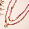 Bohemian Style Natural Stone Beaded Double Layer Necklaces ZE1152-3