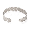 Non-Tarnish 304 Stainless Steel Leaf Cuff Bangles BJEW-G694-08P-3