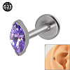 G23 Titanium Cubic Zirconia Horse Eye 17 Gauge Threadless Labrets for Women Men WG9E7C9-35-1