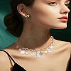 1Pc Alloy Coin & ABS Plastic Imitation Pearl Square Bib Necklaces NJEW-LP0009-38-1