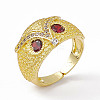 Cubic Zirconia Owl Open Cuff Rings RJEW-P079-01G-04-1