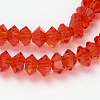 Faceted Bicone Transparent Glass Bead Strands GLAA-J082-A16-1
