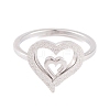 Non-Tarnish 304 Stainless Steel Heart Finger Ring for Women RJEW-C086-21-P-2