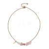 Natural Rhodochrosite & Pink Opal & Rose Quartz Chip and Round Beaded Pendant 304 Stainless Steel Cable Chain Necklaces for Women NJEW-JN05741-02-4