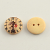 2-Hole Clock Pattern Printed Wooden Buttons BUTT-R031-022-2