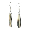 Trapezoid Natural Black Lip Shell Dangle Earrings EJEW-JE06312-2