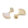 Brass & Shell & Clear Cubic Zirconia Pendants KK-G497-17G-2