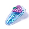 Plastic Alligator Hair Clips with Paillette & Platinum Plated Iron Base X-PHAR-L005-A-2