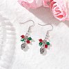 Brass Glass Dangle Earrings EJEW-JE06636-1