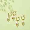 Natural Pearl & Glass Beaded Dangle Hoop Earrings EJEW-JE05009-2