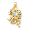 Brass Micro Pave Cubic Zirconia with Resin Pendants X-KK-G517-05G-01-1