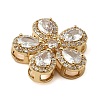 Brass Pave Cubic Zirconia 5-Petal Flower Multi-Strand Links KK-I276-30G-02-2