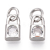 Brass Micro Pave Clear Cubic Zirconia Charms KK-E068-VB225-1