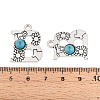 Synthetic Turquoise & Alloy Pendants PALLOY-H146-01AS-B-3