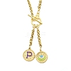 Ion Plating(IP) 304 Stainless Steel Purple Enamel Letter & Eye Pendant Wheat Chain Necklaces STAS-Z102-01G-P-1