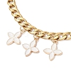 3Pcs 3 Colors Alloy Enamel Flower Charm 304 Stainless Steel Cuban Link Chain Bag Decorative Chains FIND-JF00160-6