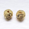 Real 18K Gold Plated Round Sterling Silver Textured Beads STER-M101-03-6mm-1