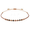 2mm Faceted Natural Rhodonite Beaded Braided Adjustable Bracelets for Women PF2854-3-2