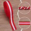 50 Yards Tricolor Polyester Striped Grosgrain Ribbon OCOR-WH0112-004B-3