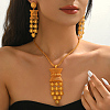 Vintage Alloy Tassel Hollow Flower Earrings & Necklaces Sets for Women BI3296-3