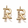 Brass Micro Pave Clear Cubic Zirconia Charms ZIRC-B002-39G-R-1