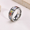 Rainbow Color Pride Flag Rune Words Odin Norse Viking Amulet Enamel Rotating Ring RABO-PW0001-037D-4