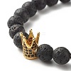 Natural Lava Rock & Non-magnetic Synthetic Hematite Round Beads Energy Power Stretch Bracelets Sett BJEW-JB07051-01-4