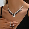 Brass Rhinestone Pendant Necklaces & Earring Sets for Women WG00284-01-1