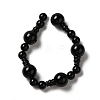 Dyed & Heated Natural Black Agate 3-Hole Guru Bead Strands G-K149-53-2