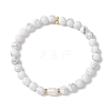 3Pcs Natural Howlite & Selenite & Quartz Crystal Round Beads Stretch Bracelets for Women BJEW-JB13058-4