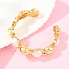 Half Round Brass and ABS Imitation Pearl Cuff Bangles for Women BJEW-T025-05G-01-5