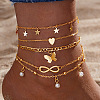 5Pcs Alloy Imitation Pearl Anklets WG853BB-01-1