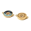 Natural Paua Shell Ring Connector Charms KK-G538-10G-2